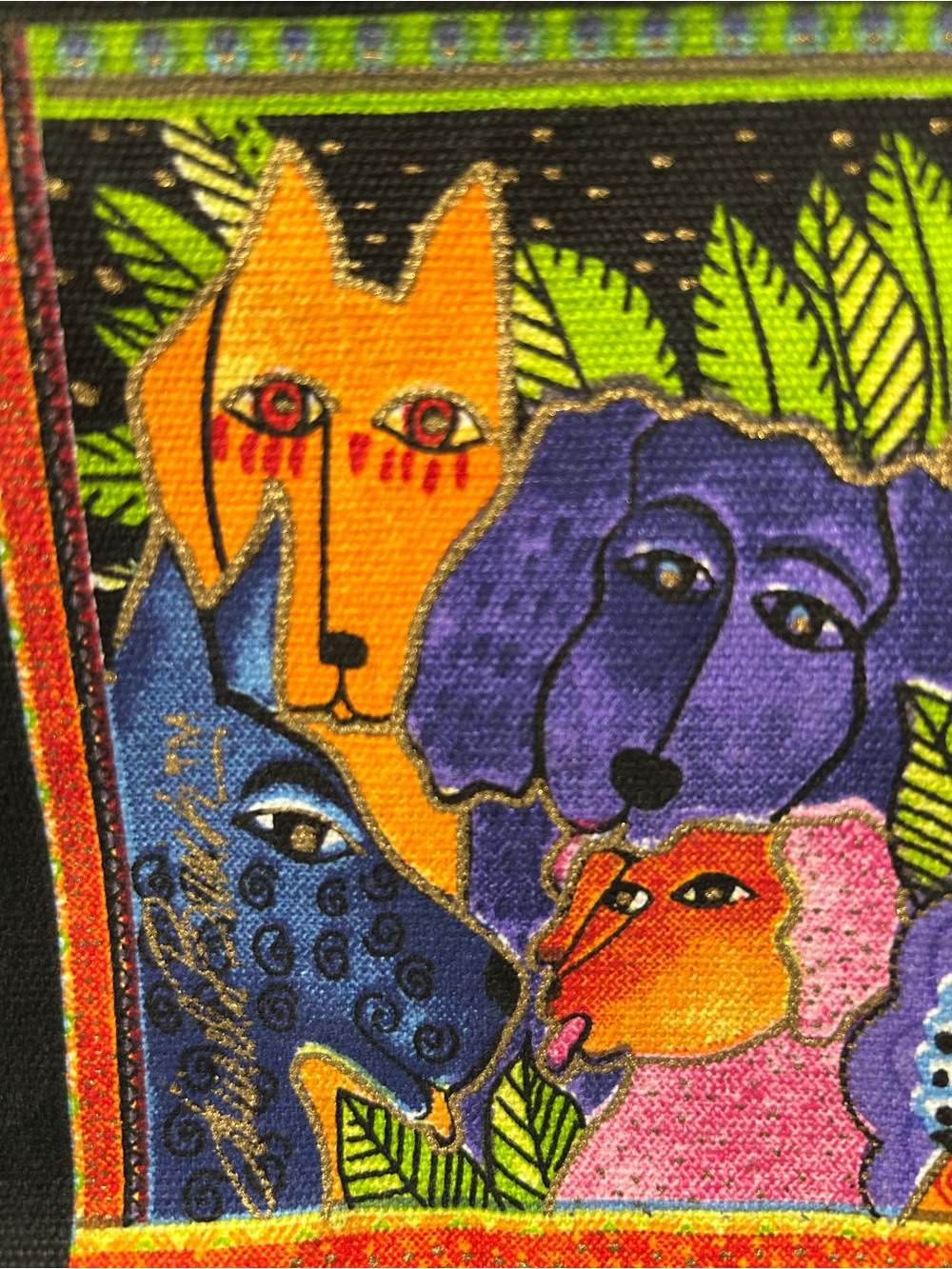Laurel Burch Multicolored Pouch Featuring Dogs - Picture 2 of 4